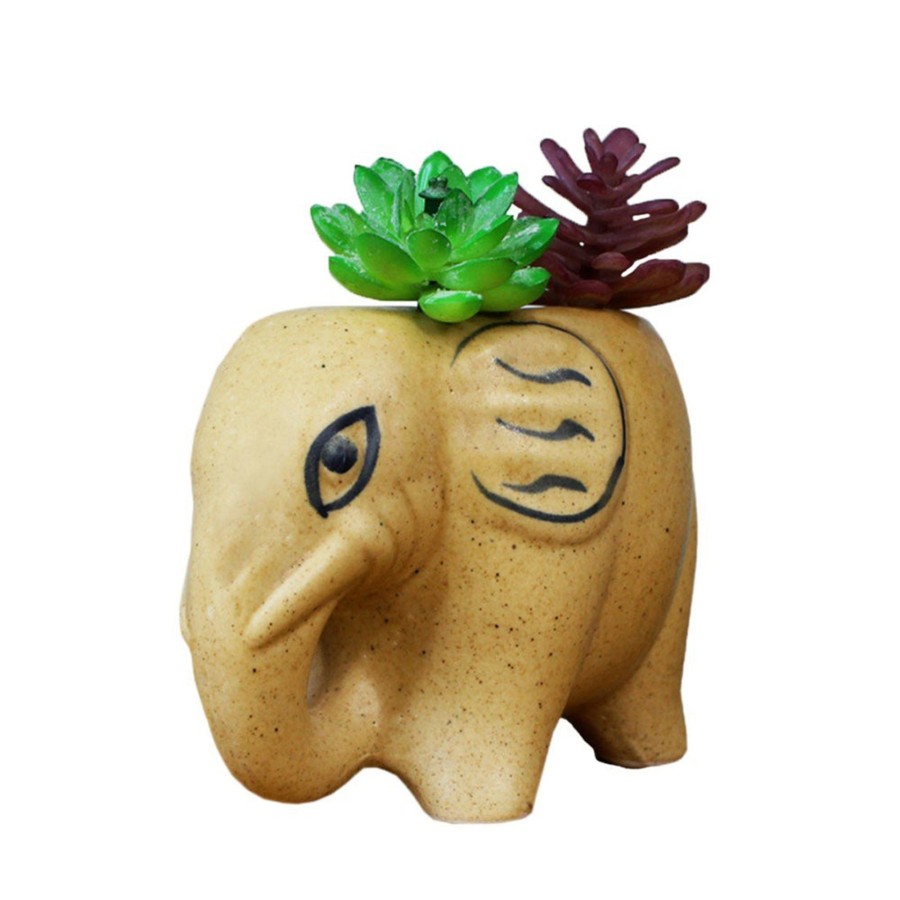 Garden Planters Wonderland | Ceramic Big Elephant For Home Decoration (Brown)