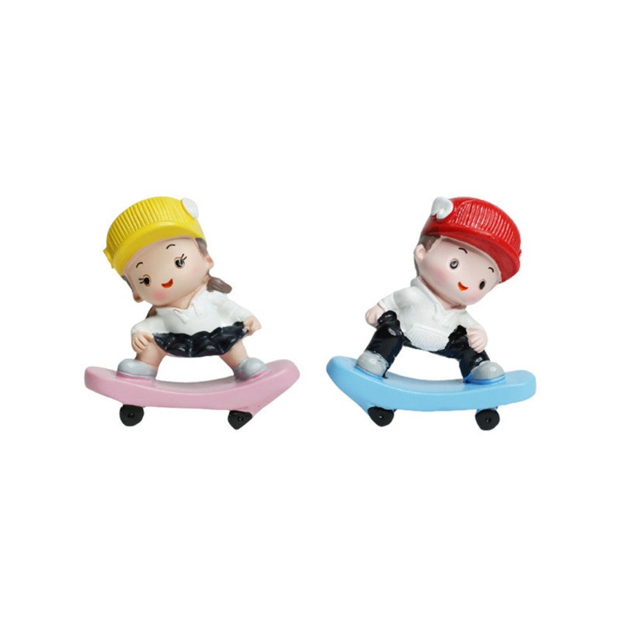 Home Decor Wonderland Human Figurine | Wonderland Set Of 2 Girl And Boy On Stake Board Miniature| Figurine Statue| Home Decor| Gift Articles | Gift Item