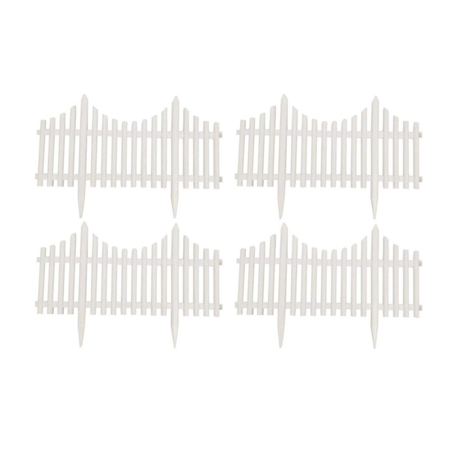 Garden Decor Wonderland Picket Fence | Pack Of 4Pc Pp Picket Fence With Spikes For Outdoors And Flower Beds