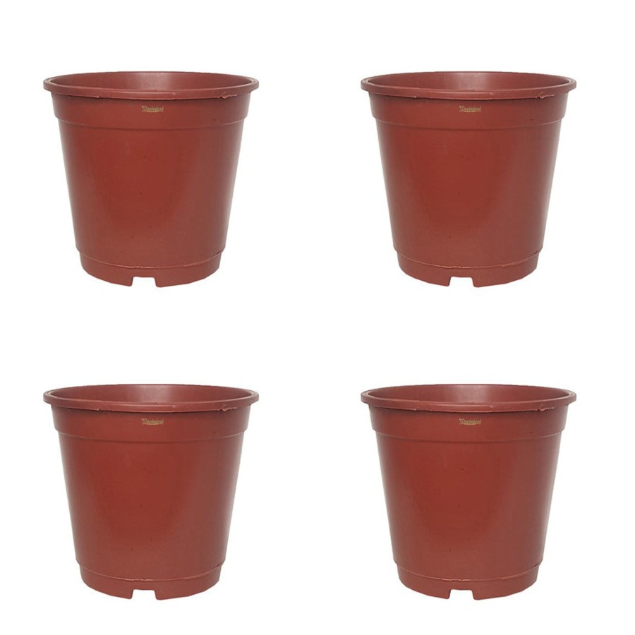 Garden Planters Wonderland | 6 Inch Set Of 4 Small Plastic Pots For Outdoors ( Plastic Pots For Home Plants) (Teracotta)