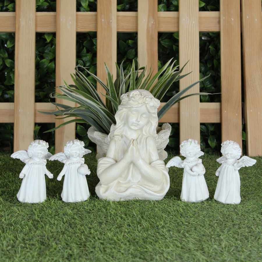 Garden Planters Wonderland | (Set Of 5) Angel With Pot And 4 Angel Statue