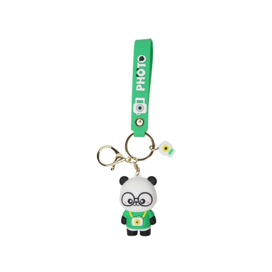 Gifts Wonderland | Wonderland Panda Photo Keychain In Green 2-In-1 Cartoon Style Keychain And Bag Charms Fun And Functional Accessories For Bags And Keys