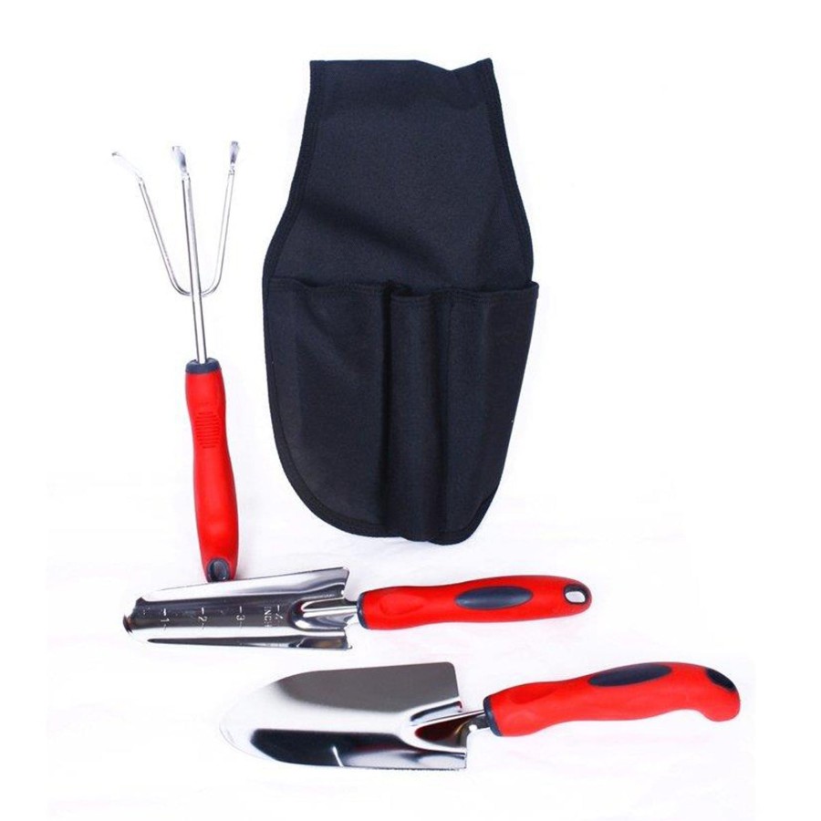 Garden Essentials Wonderland Peekay | 3 Pcs Trowel & Cultivator (Red, Silver And Black Bag)