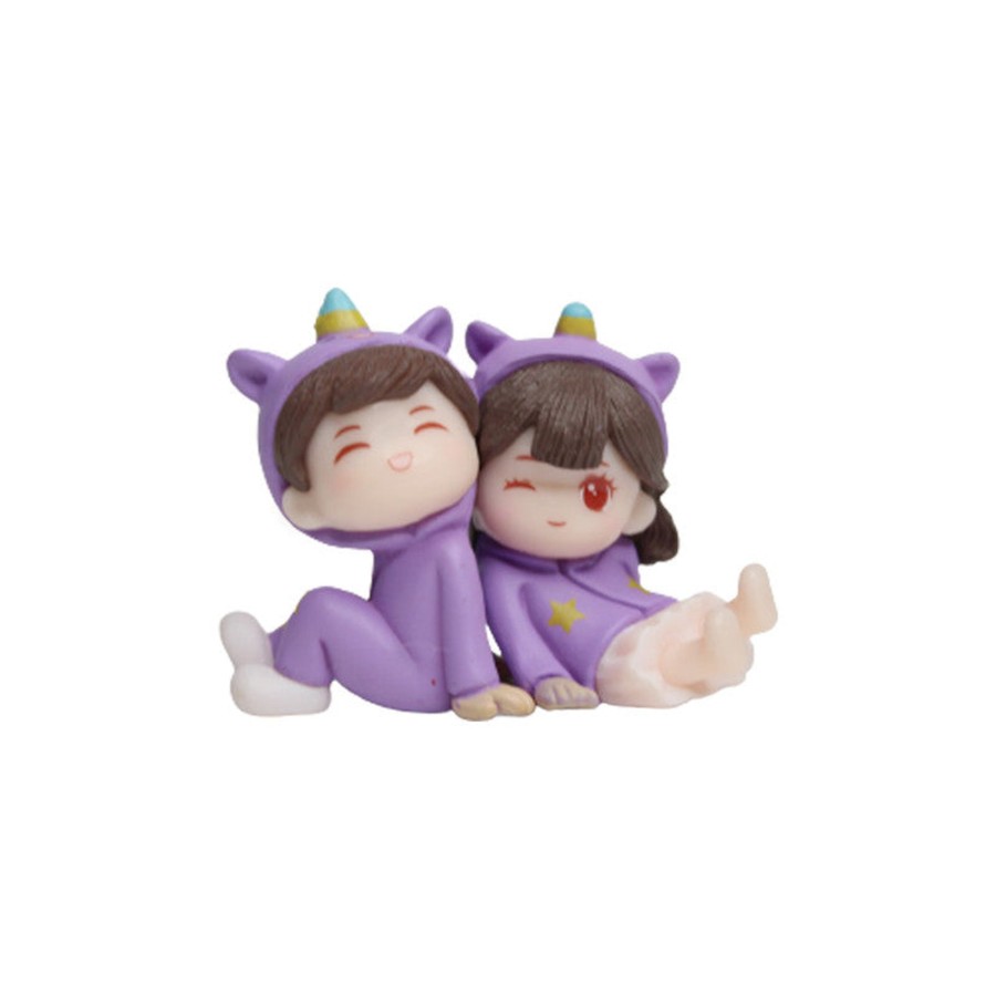 Miniature Fairy Garden Wonderland | Wonderland Purple Dress Couple (Sitting)