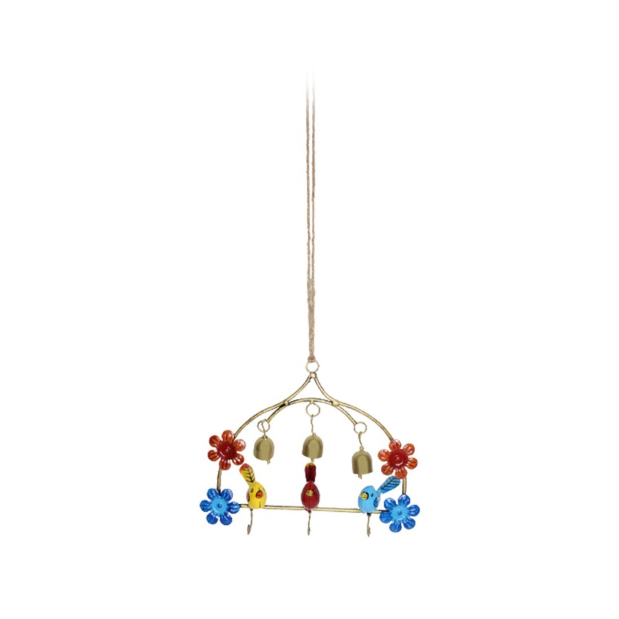 Garden Decor Wonderland Metal Yard Art | Handmade Metal Chime With 3 Birds For Home Decoration