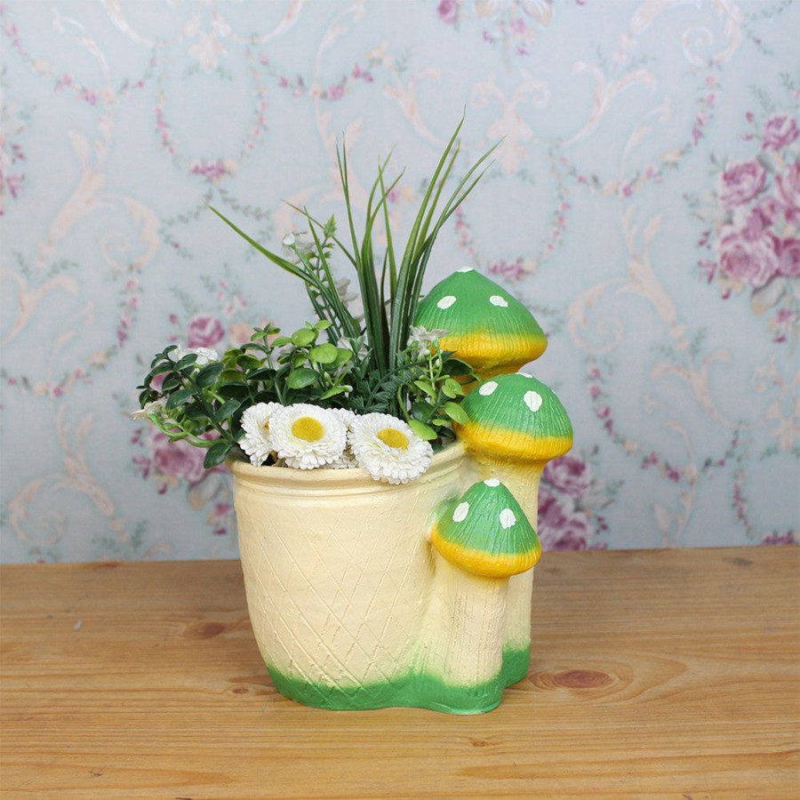 Garden Planters Wonderland | Mushroom Succulents Pot For Home And Garden Decoration (Green)