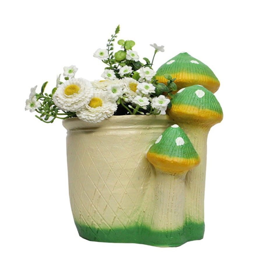 Garden Planters Wonderland | Mushroom Succulents Pot For Home And Garden Decoration (Green)