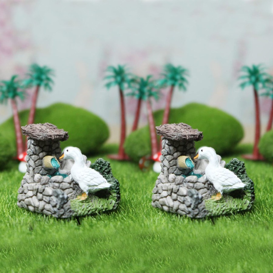 Miniature Fairy Garden Wonderland | Miniature Toys : (Set Of 2) Resin Duck With Pond Garden / Bonsai Miniature For Landscape Decoration ( Tray Gardening Miniature Toys)