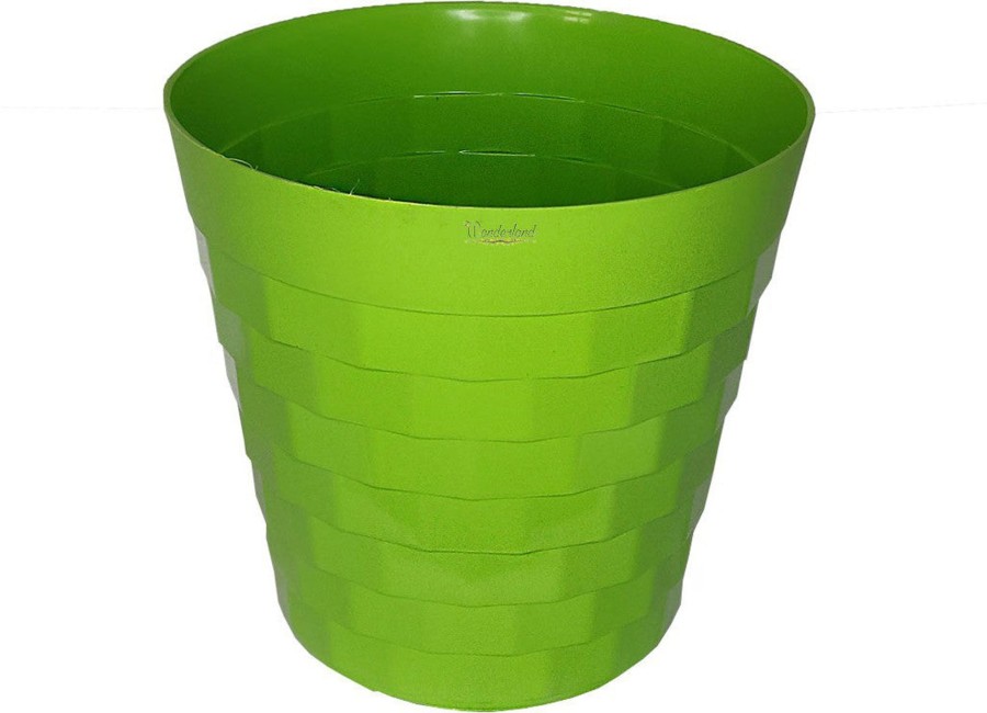 Garden Planters Wonderland | ( Set Of 2) 10 Inches Brix Plastic Round Garden Pots For Outdoor (Green)