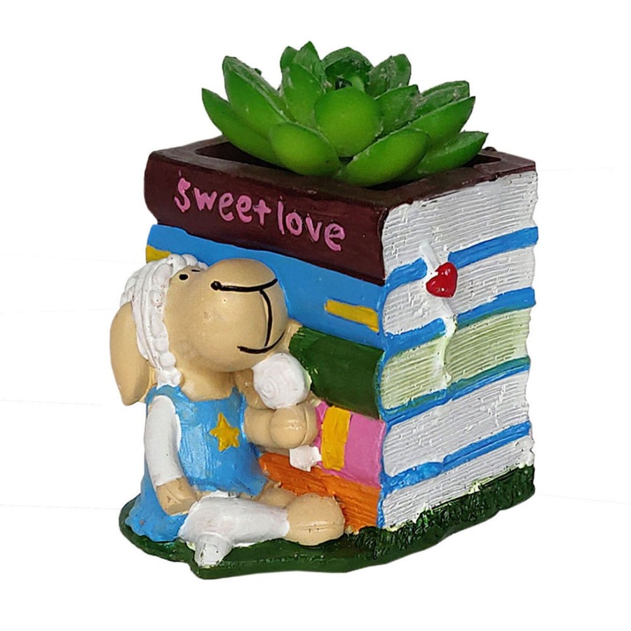 Garden Planters Wonderland | Sheep With Books Succulent Pot For Home And Balcony Decoration