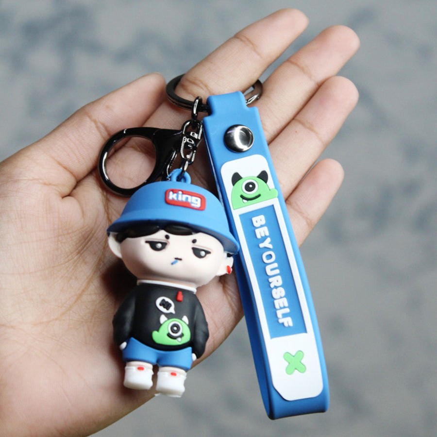 Gifts Wonderland | Wonderland Be Yourself Keychain In Blue 2-In-1 Cartoon Style Keychain And Bag Charms Fun And Functional Accessories For Bags And Keys