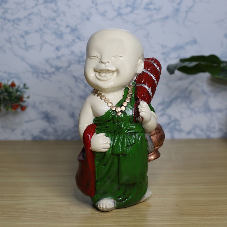 Garden Decor Wonderland Buddha And Monk Statue | Big Monk Statue For Home And Garden Decoration (Red)