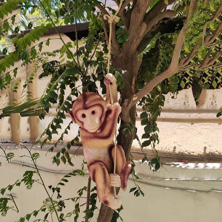 Garden Decor Wonderland Garden Statues | Monkey Climbing Rope For Balcony And Garden Decoration