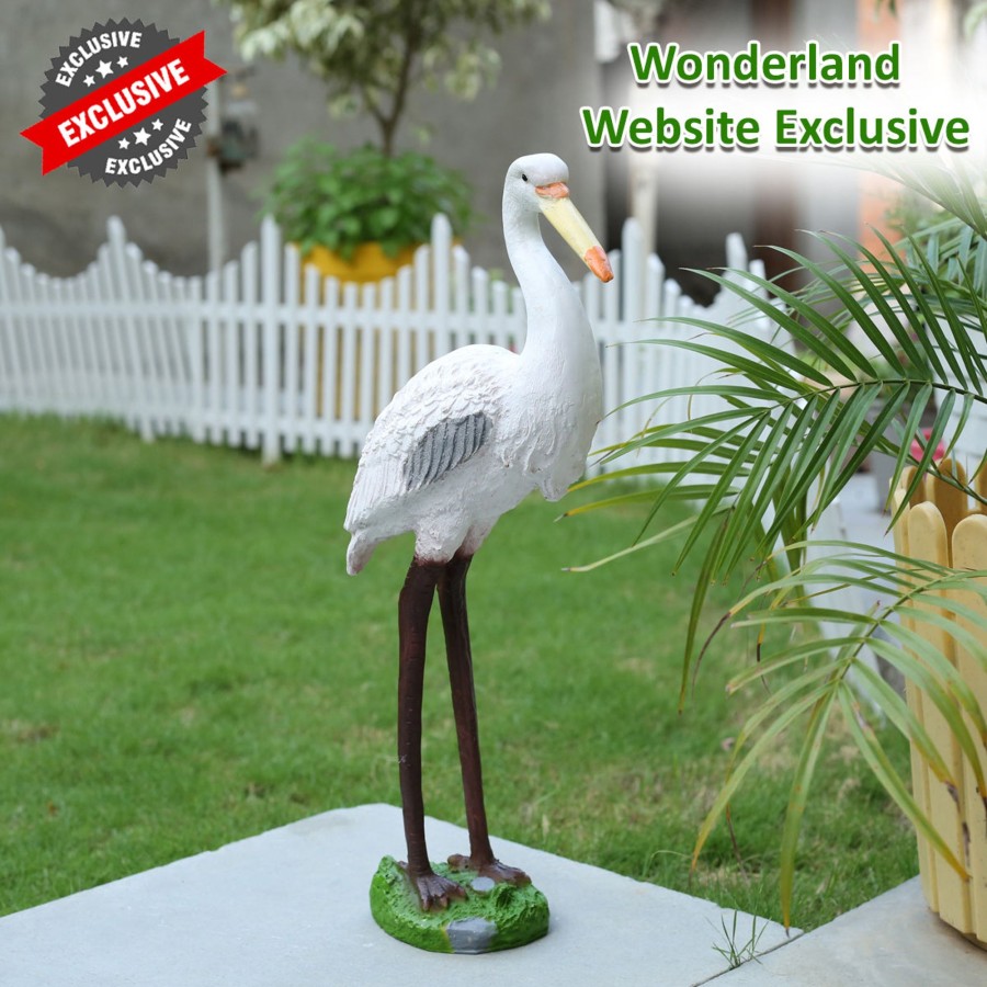 Garden Decor Wonderland Garden Arts and Craft Garden Statues | Graceful 18-Inch Polyresin Crane Statue: Enhance Indoor And Outdoor Spaces With Elegance