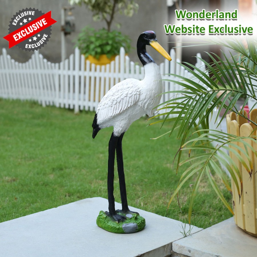 Garden Decor Wonderland Garden Arts and Craft Garden Statues | Graceful 18-Inch Polyresin Crane Statue: Enhance Indoor And Outdoor Spaces With Elegance