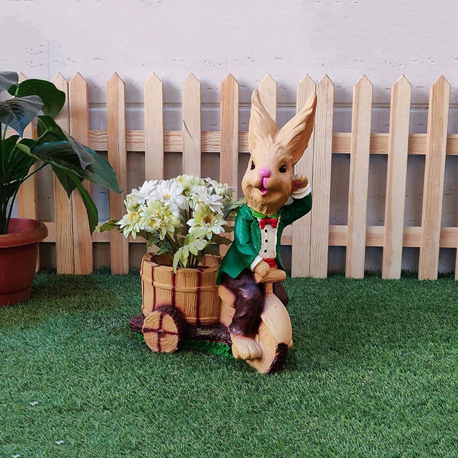 Garden Planters Wonderland | Rabbit On Cycle Pot Planter For Balcony And Garden Decoration