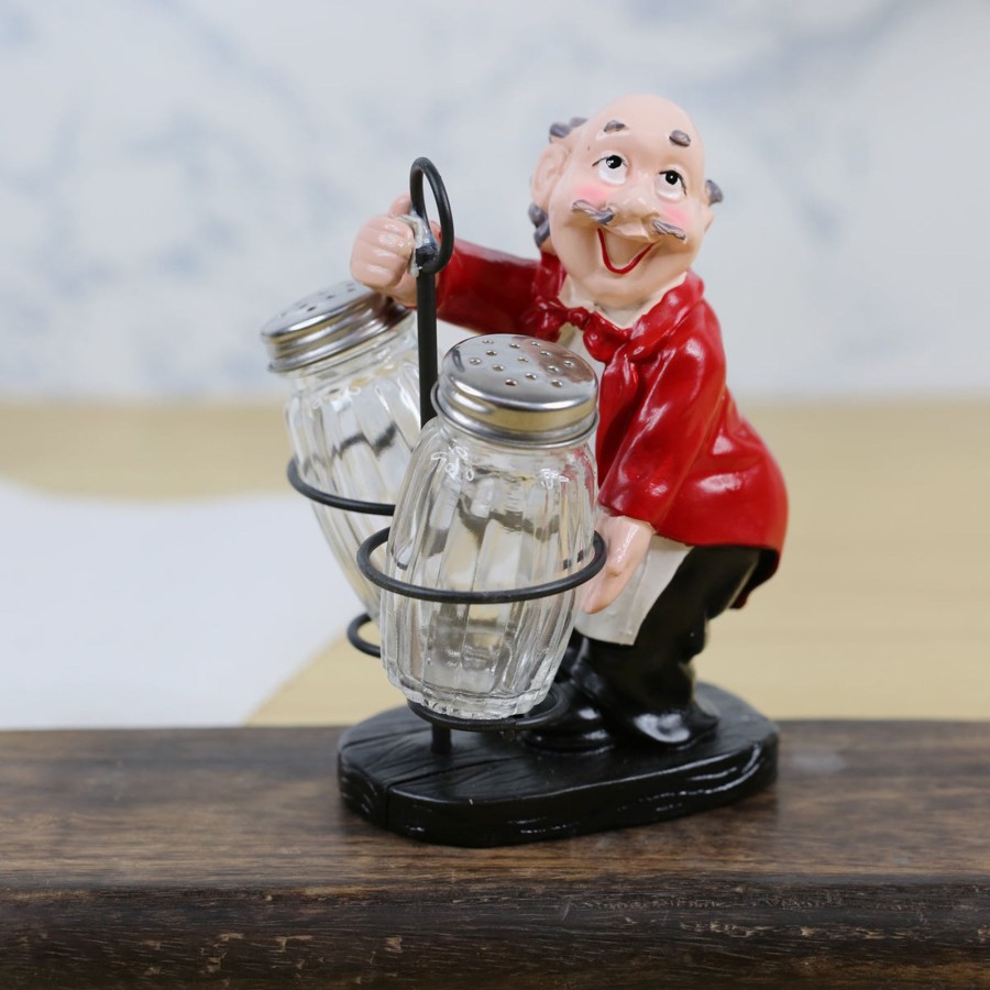 Home Decor Wonderland Chef Decor | Imported Resin Salt And Pepper Red Jacket Chef