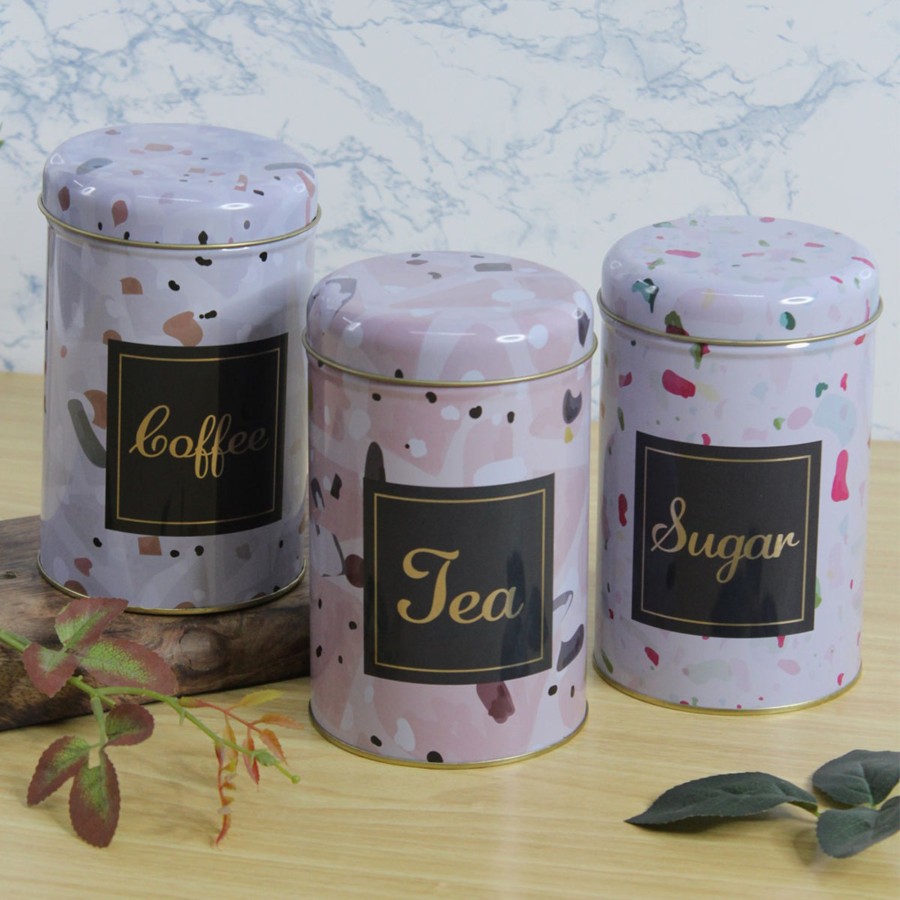 Home Decor Wonderland Container | (Set Of 3) Floral Print Tea, Coffee And Sugar Storage Container