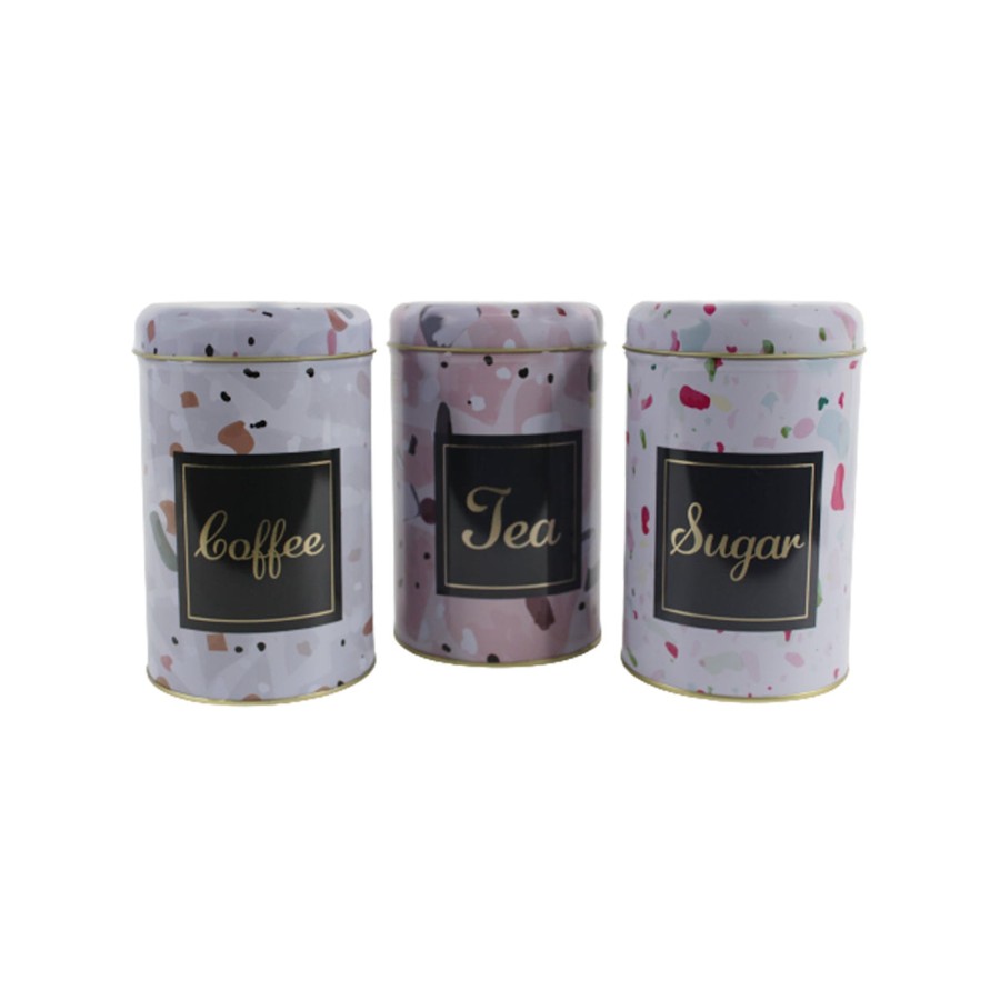 Home Decor Wonderland Container | (Set Of 3) Floral Print Tea, Coffee And Sugar Storage Container