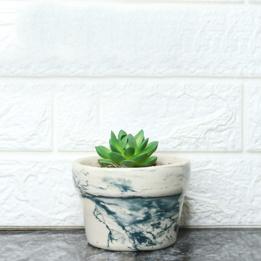 Garden Planters Wonderland Garden Arts and Craft | Ceramic Planters Marble Cone Pot (Blue)