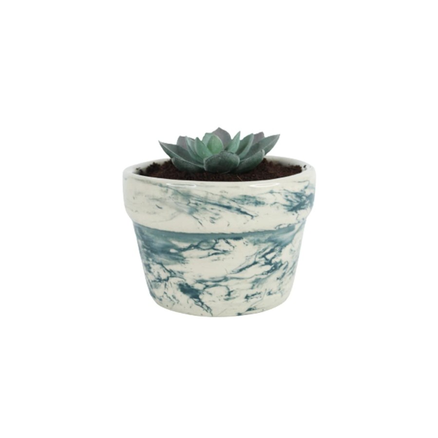 Garden Planters Wonderland Garden Arts and Craft | Ceramic Planters Marble Cone Pot (Blue)