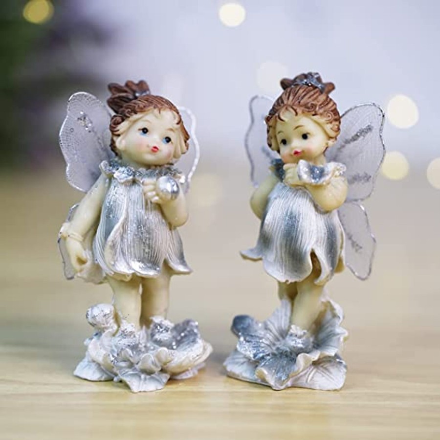 Home Decor Wonderland Animal And Bird Figurine | Wonderland Fairy With Sparkling Wings ( Set Of 2)Figurine