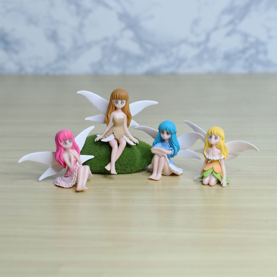 Miniature Fairy Garden Wonderland | Wonderland Wingsclub Fairy (Set Of 4)|Miniature Toys | Tiny Toys |Mini Collectibles |Small Figures | Miniature Dollhouse| Miniature Fairy Garden Accessories| Unique Gifts