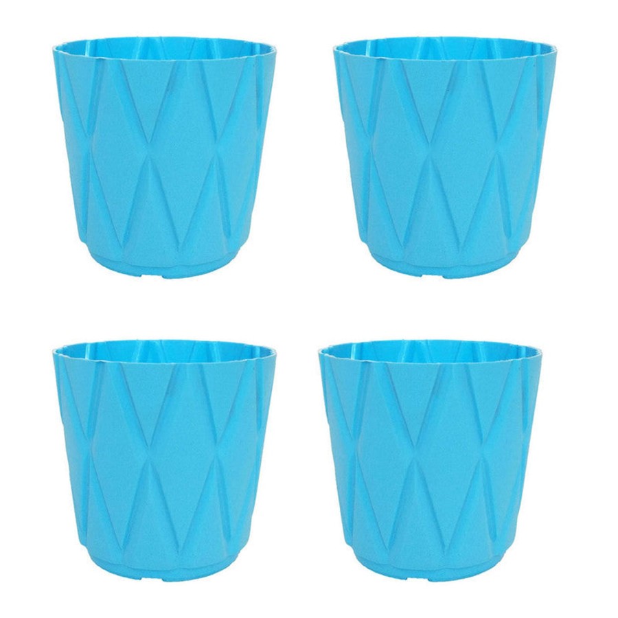 Garden Planters Wonderland | (Set Of 4) 4 X 4" Solitaire Pot For Home Garden, Blue