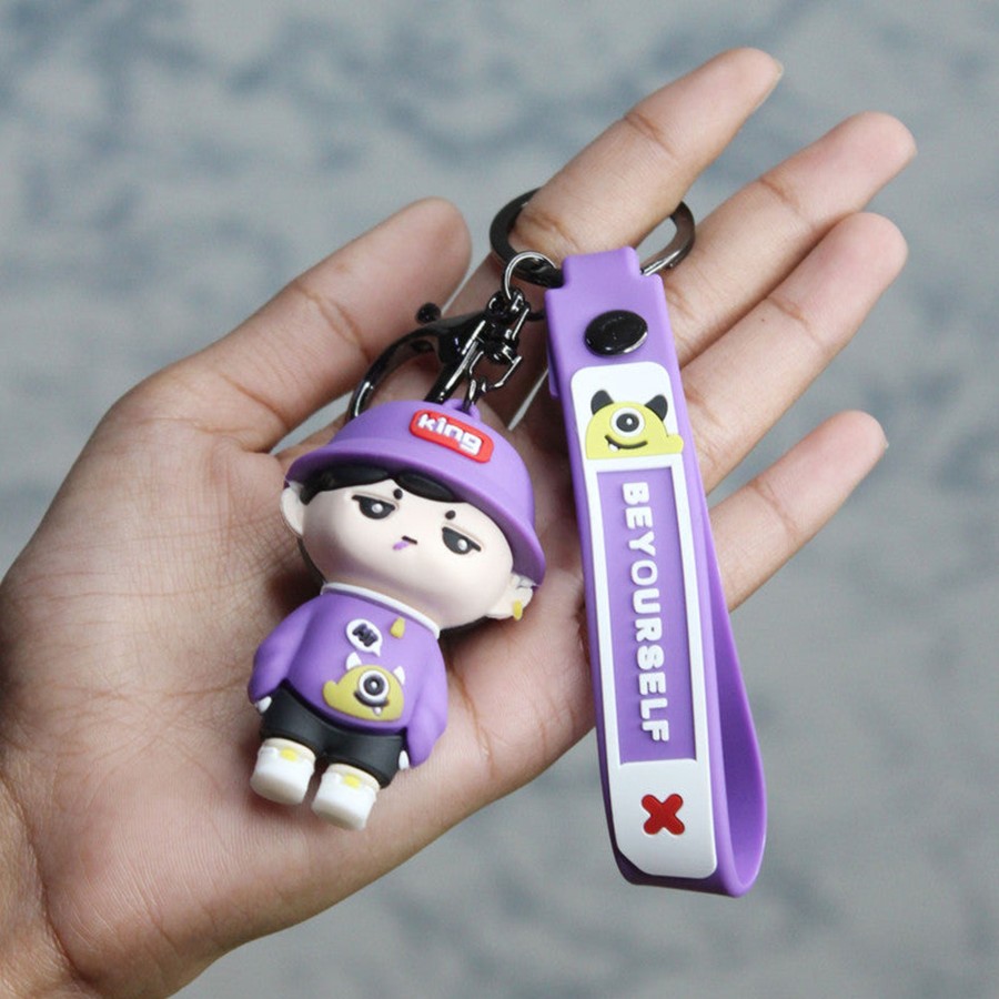 Gifts Wonderland | Wonderland Be Yourself Keychain In Purple 2-In-1 Cartoon Style Keychain And Bag Charms Fun And Functional Accessories For Bags And Keys