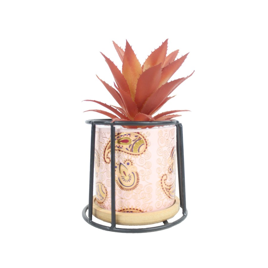 Artificial Turf Plants Wonderland | Small Marble Pink Ceramic Pot With Succulent Flower