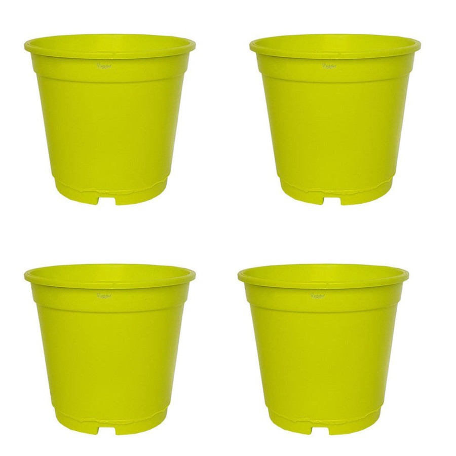 Garden Planters Wonderland | 6 Inch Set Of 4 Small Plastic Pots For Outdoors ( Plastic Pots For Home Plants) (Green)