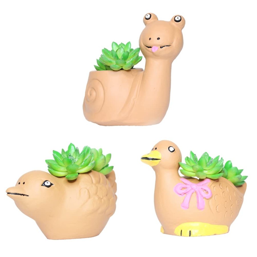 Garden Planters Wonderland | Set Of 3 Terracotta Animal Pot (For Small Plants And Succulents)