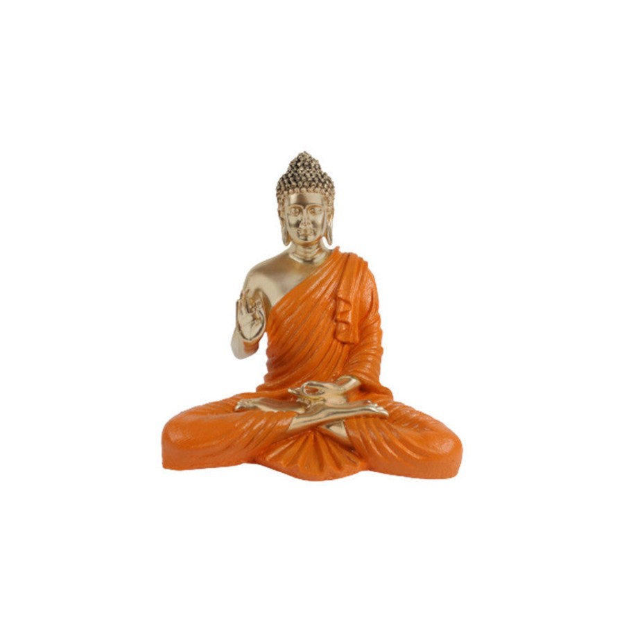 Garden Decor Wonderland Garden Statues | Wonderland Resin 14 '' Buddha (Golden Body & White) (Aashirwad)