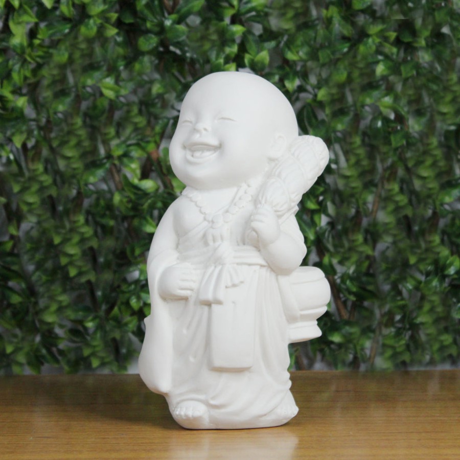 Garden Decor Wonderland Buddha And Monk Statue | Big Monk Statue For Home And Garden Decoration (White )