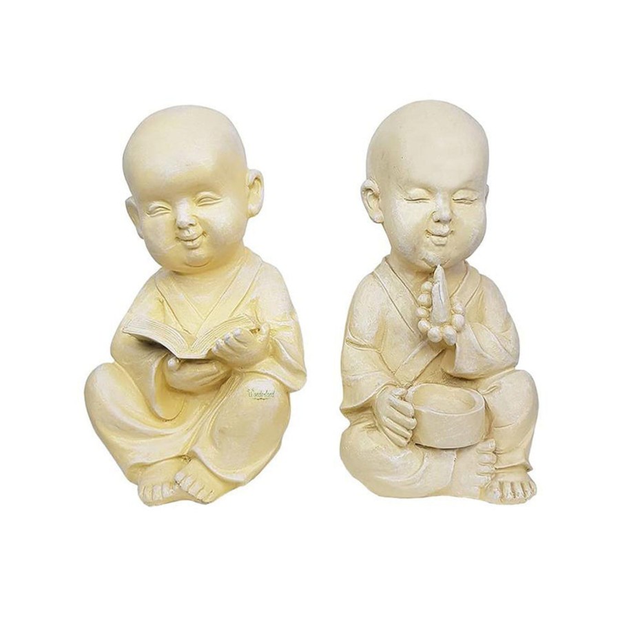 Garden Decor Wonderland Buddha And Monk Statue | Monk Statue With Book And Beads For Home And Garden Decoration