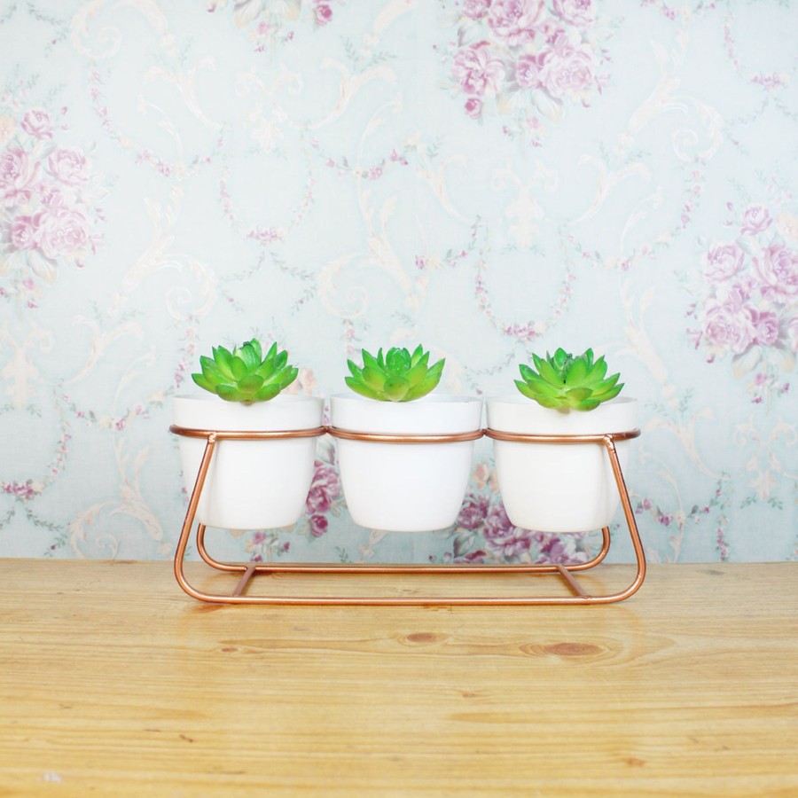 Garden Planters Wonderland | ( Set Of 3) White Metal Pot With Stand For Home Decoration