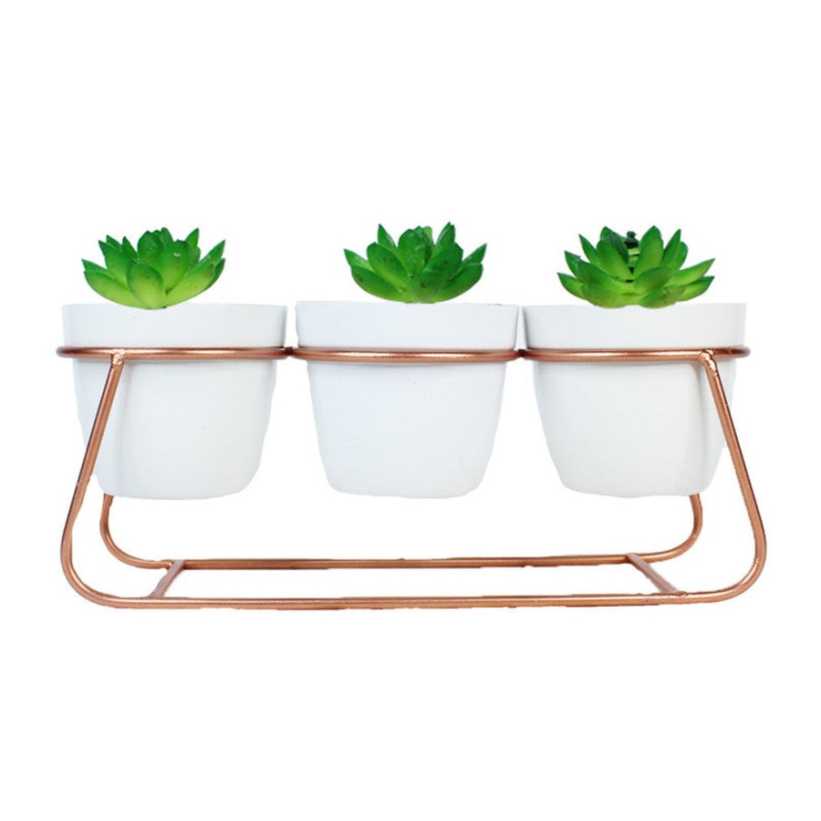 Garden Planters Wonderland | ( Set Of 3) White Metal Pot With Stand For Home Decoration