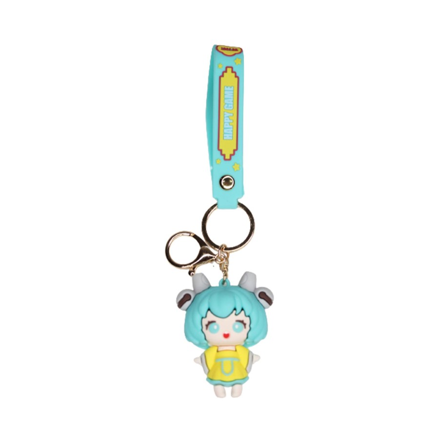 Gifts Wonderland Garden Arts and Craft | Power Girl Cartoon Style Keychain With Band ( Yellow And Green)