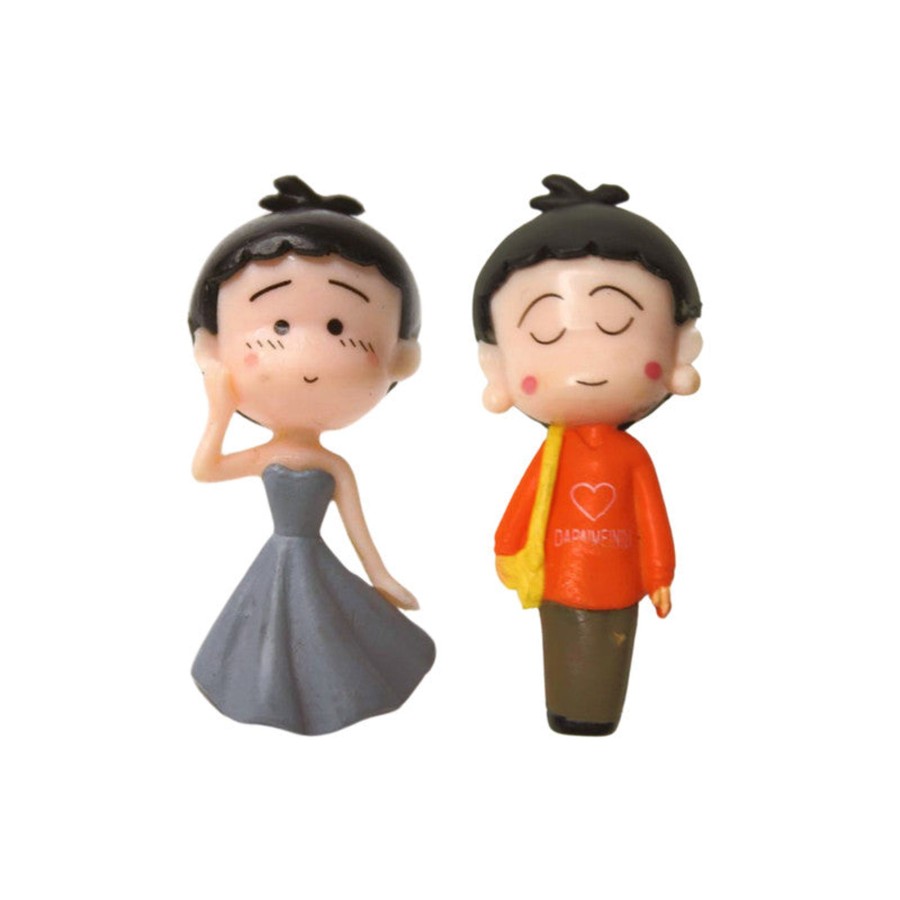 Miniature Fairy Garden Wonderland | Wonderland Grey And Orange Set Of 2 Doll Style Miniature Figurine| Miniature Couple Set