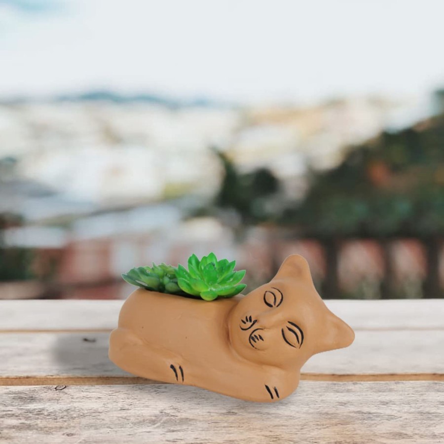 Garden Planters Wonderland | Terracotta Cat Pot For Small Plants & Succulents