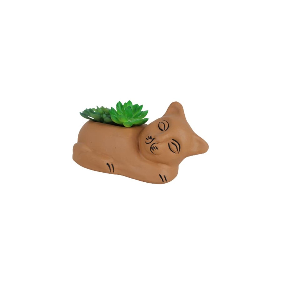 Garden Planters Wonderland | Terracotta Cat Pot For Small Plants & Succulents