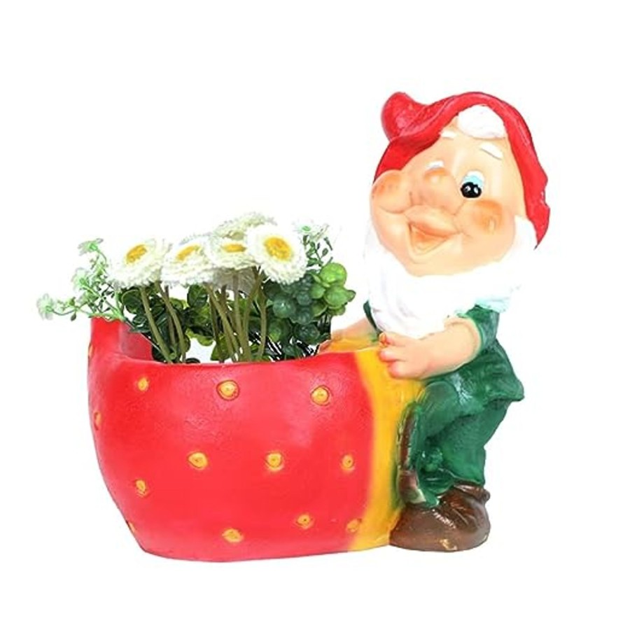 Garden Planters Wonderland | Dwarf/Gnome Strawberry Pot Planter For Garden Decoration (Red Cap)