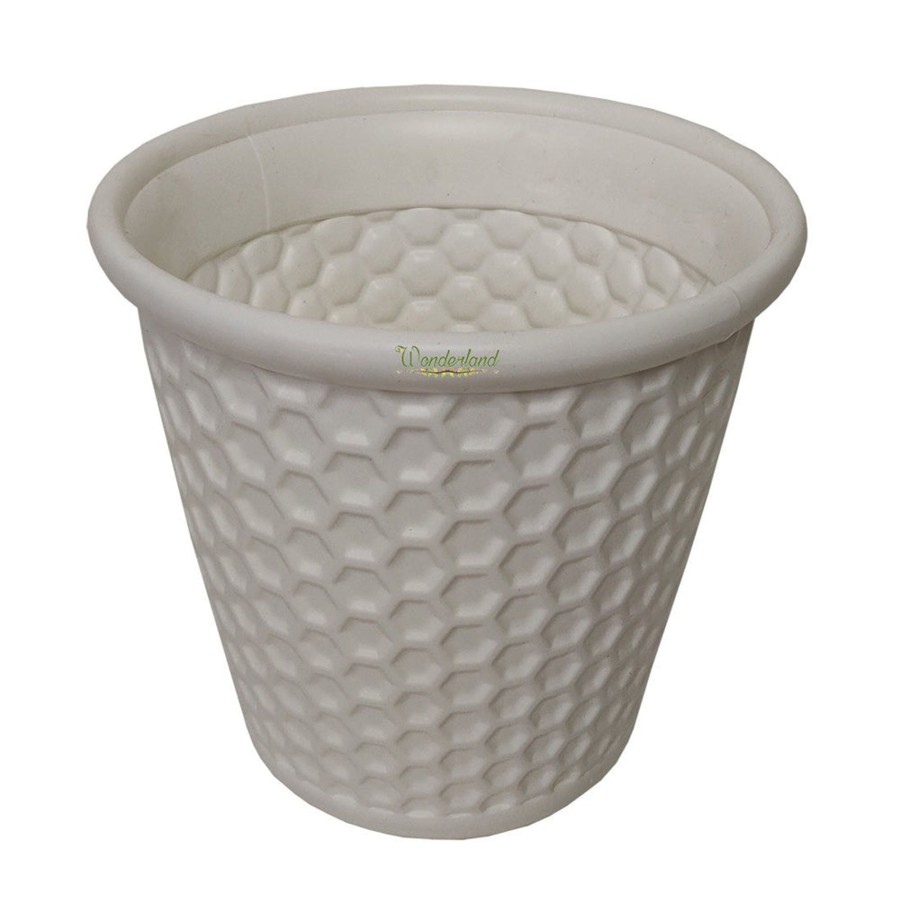 Garden Planters Wonderland | Set Of 6 : White Honeycomb 12 Inches Pp/ Pvc / High Quality Plastic Planter