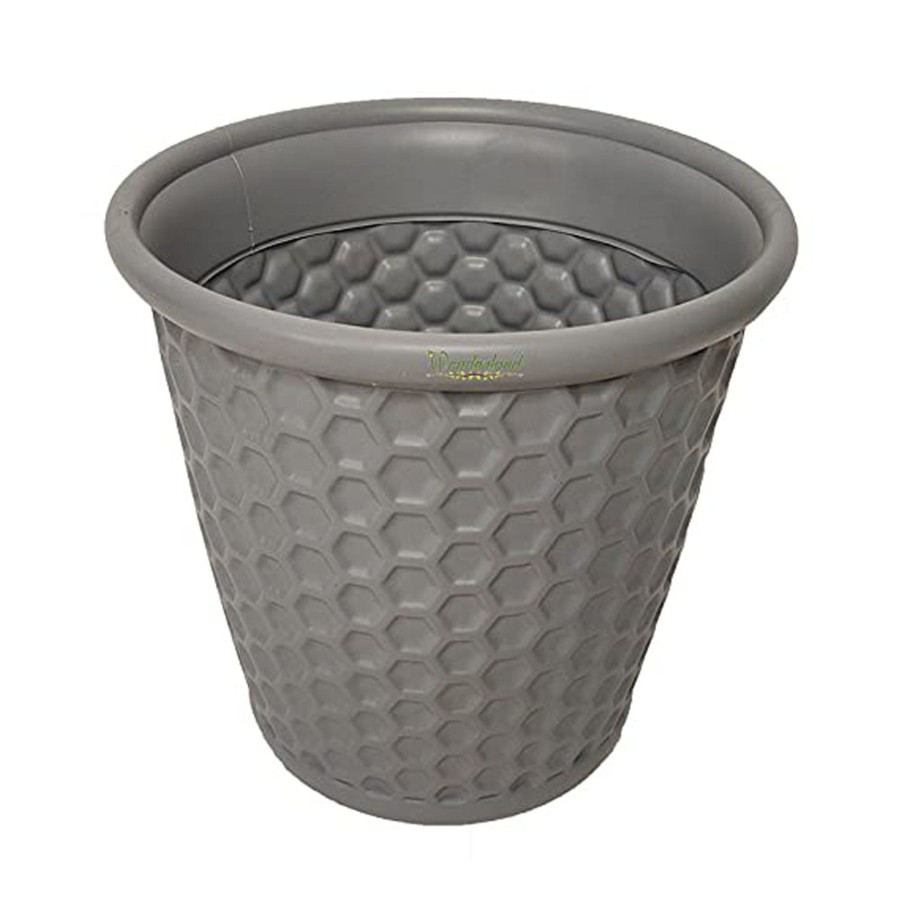 Garden Planters Wonderland | Set Of 6 : Grey Honeycomb 12 Inches Pp/ Pvc / High Quality Plastic Planter