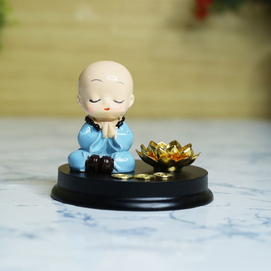 Miniature Fairy Garden Wonderland | Wonderland Monks With Namaste With Incense Stick Stand