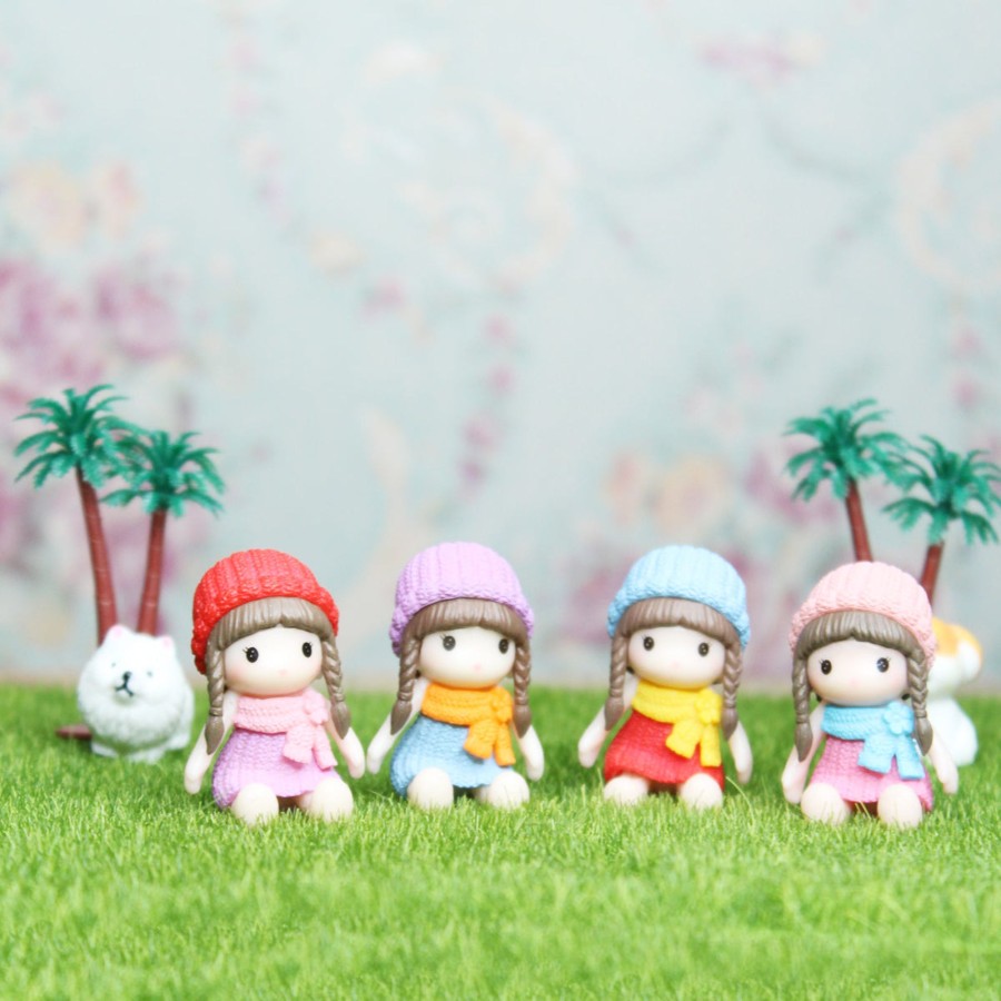 Miniature Fairy Garden Wonderland | Miniature Toys : (Set Of 4) Sweater Dolls Sitting For Fairy Garden Accessories