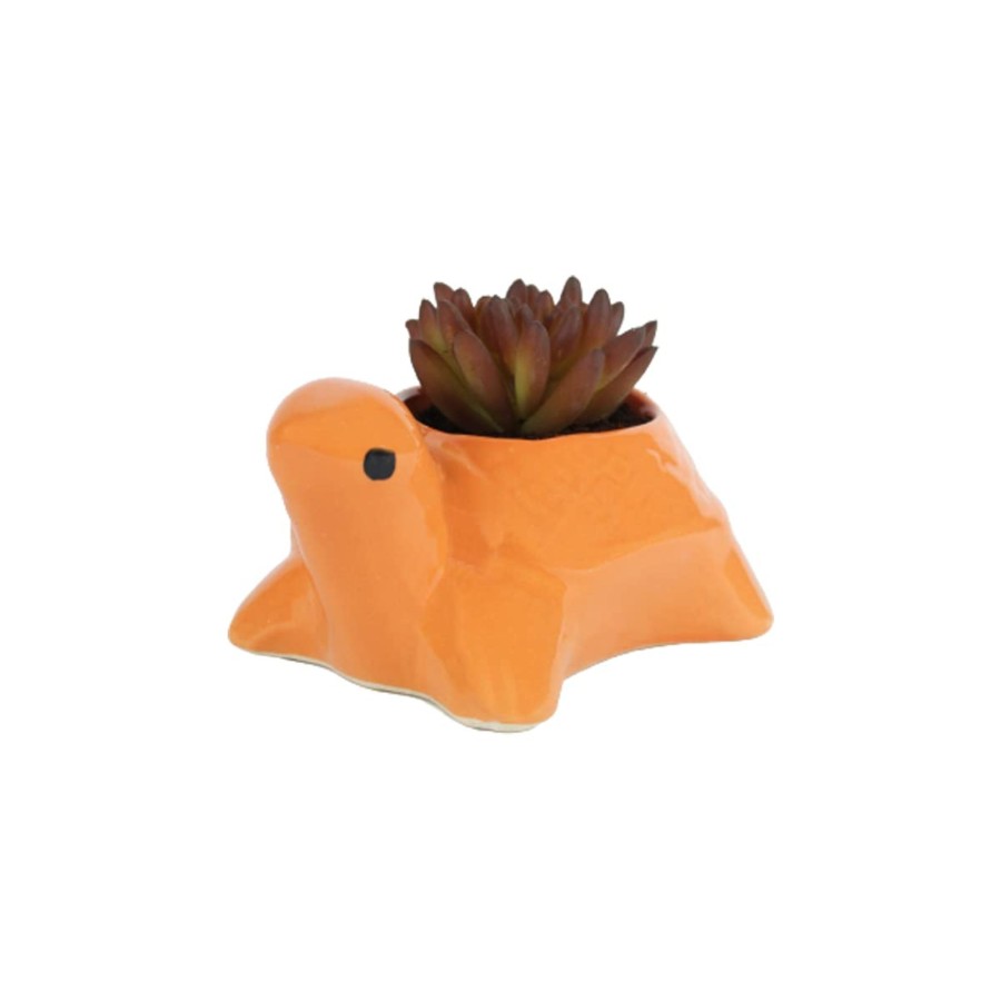 Garden Planters Wonderland Garden Arts and Craft | Ceramic Planters Small Orange Turtle