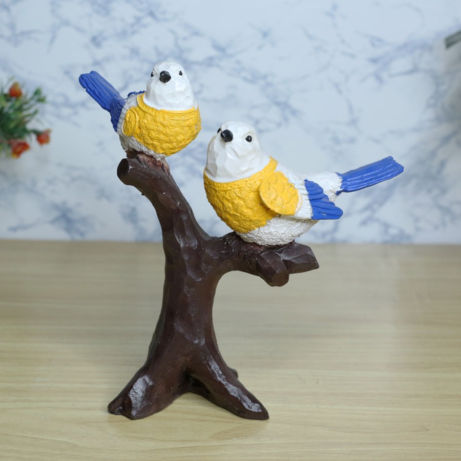 Home Decor Wonderland Table Top Decor | Two Bird Statue For Home And Garden Decoration (Yellow)