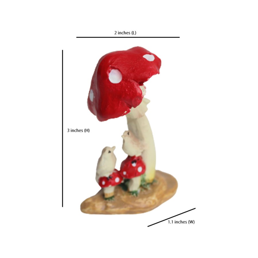 Miniature Fairy Garden Wonderland | Set Of 2 Mushroom With Bird (Miniature Garden Decorations, Terranium Decor)