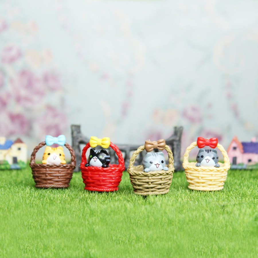 Miniature Fairy Garden Wonderland | (Set Of 4) Kitty In Bucket Miniature Garden Toy